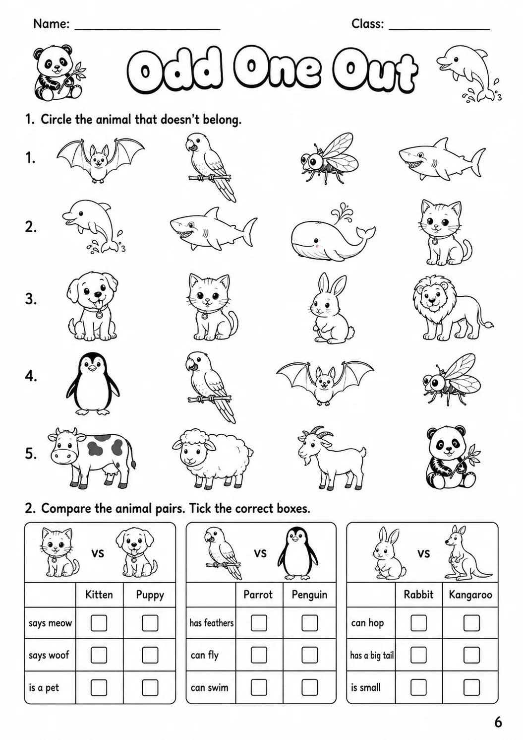 Animals Movers Vocabulary Worksheet Pack page 8 printable worksheet preview