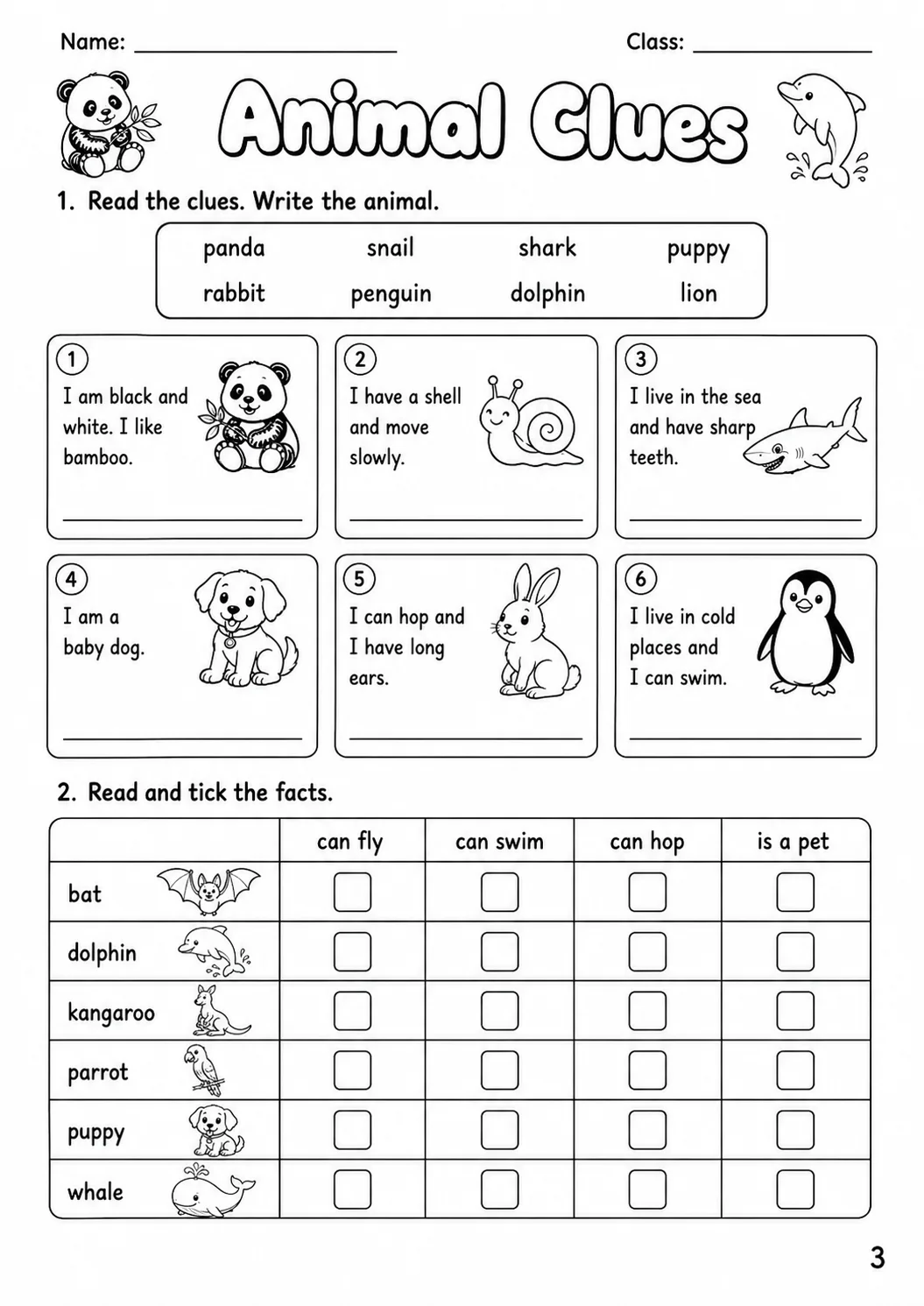 Animals Movers Vocabulary Worksheet Pack page 9 printable worksheet preview