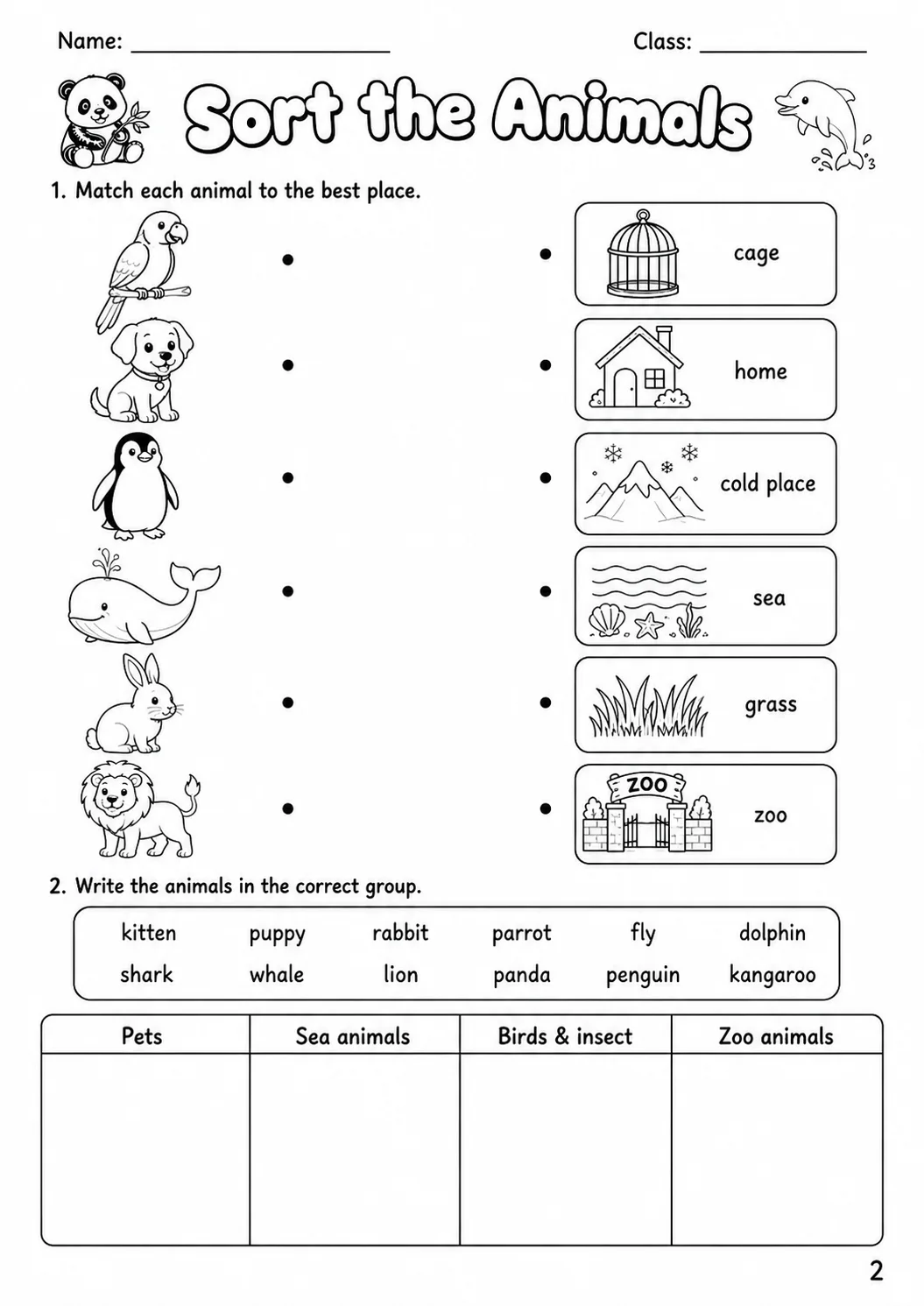 Animals Movers Vocabulary Worksheet Pack page 10 printable worksheet preview