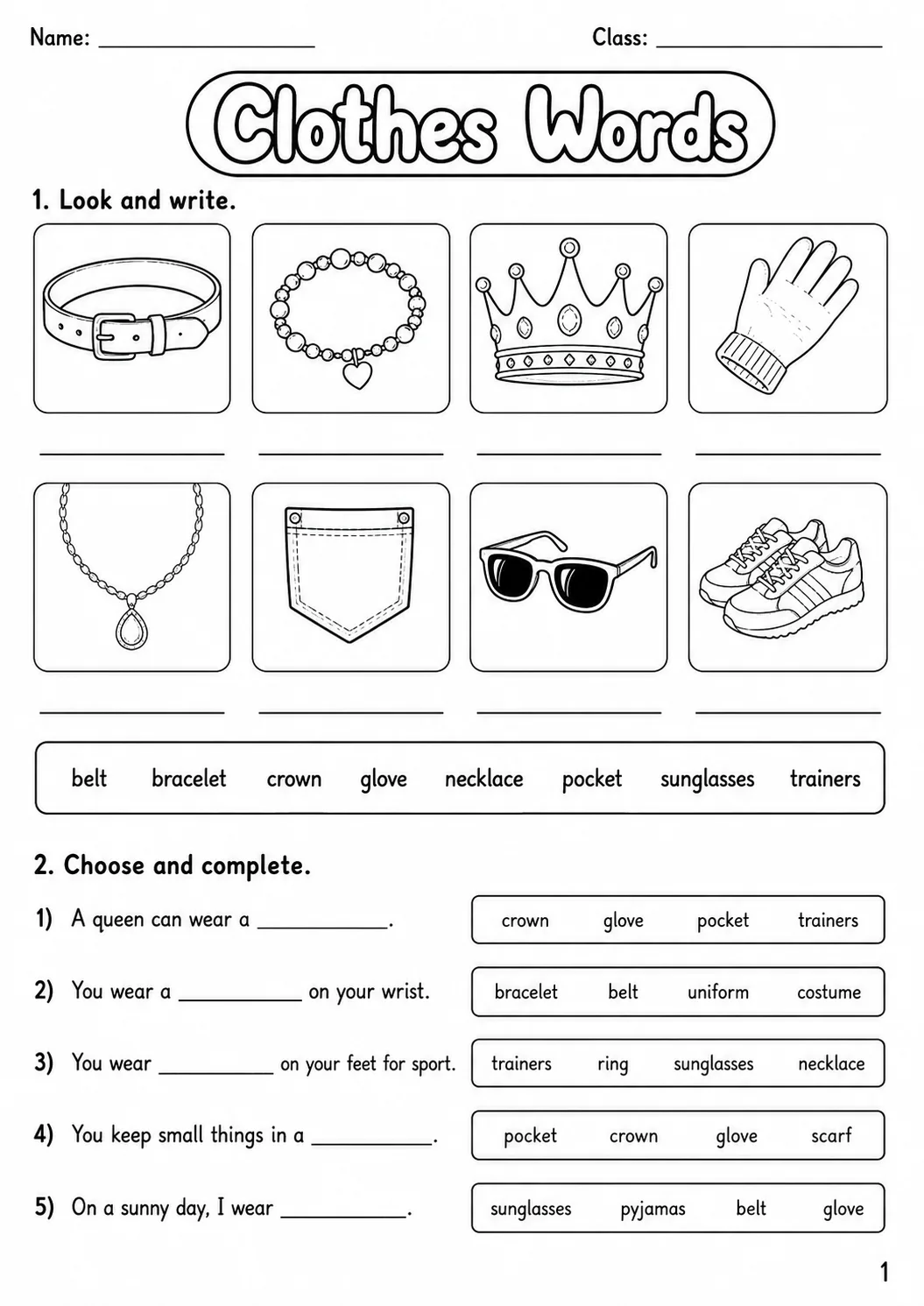 Clothes Flyers Vocabulary Worksheet Pack page 3 printable worksheet preview