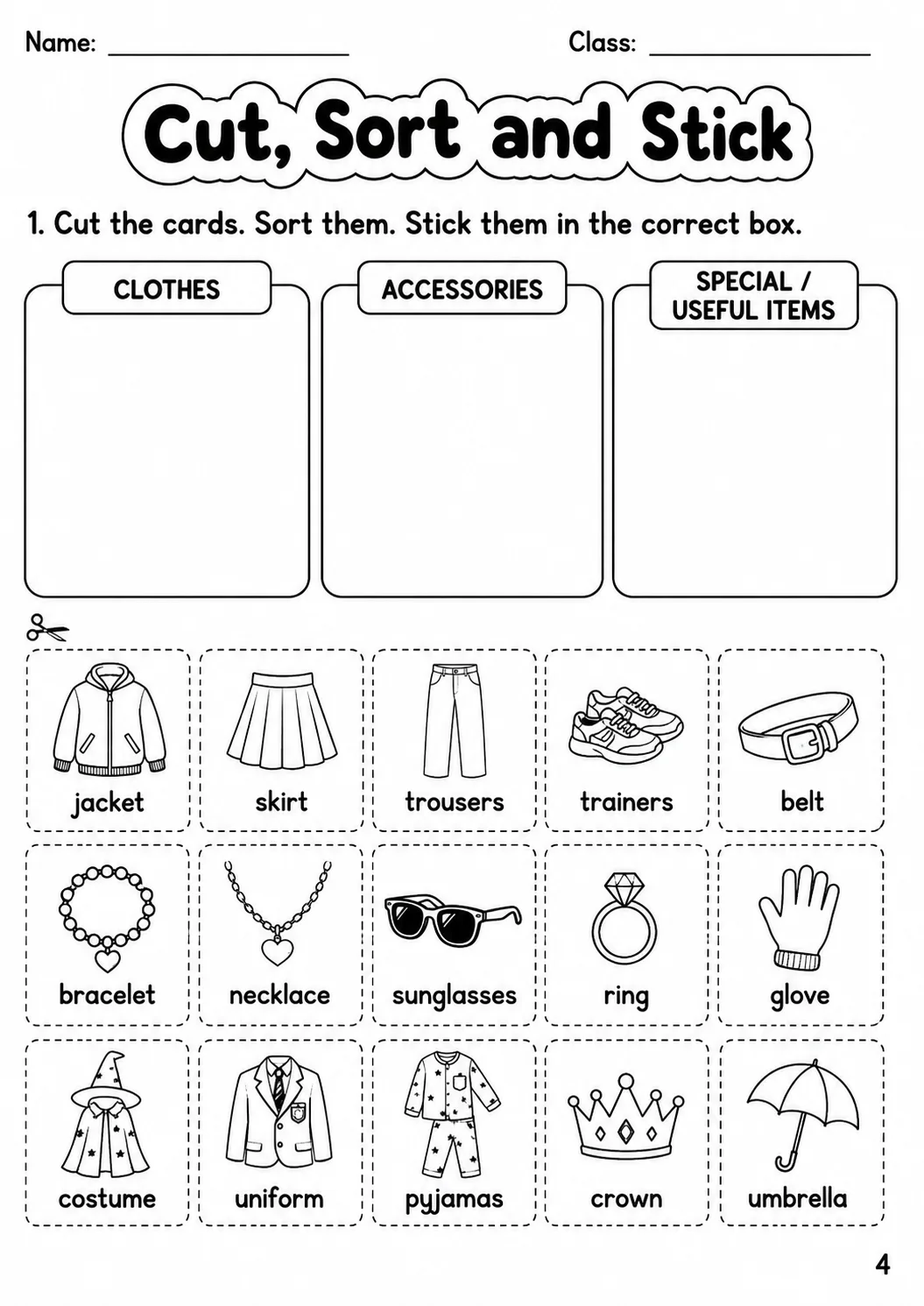 Clothes Flyers Vocabulary Worksheet Pack page 6 printable worksheet preview