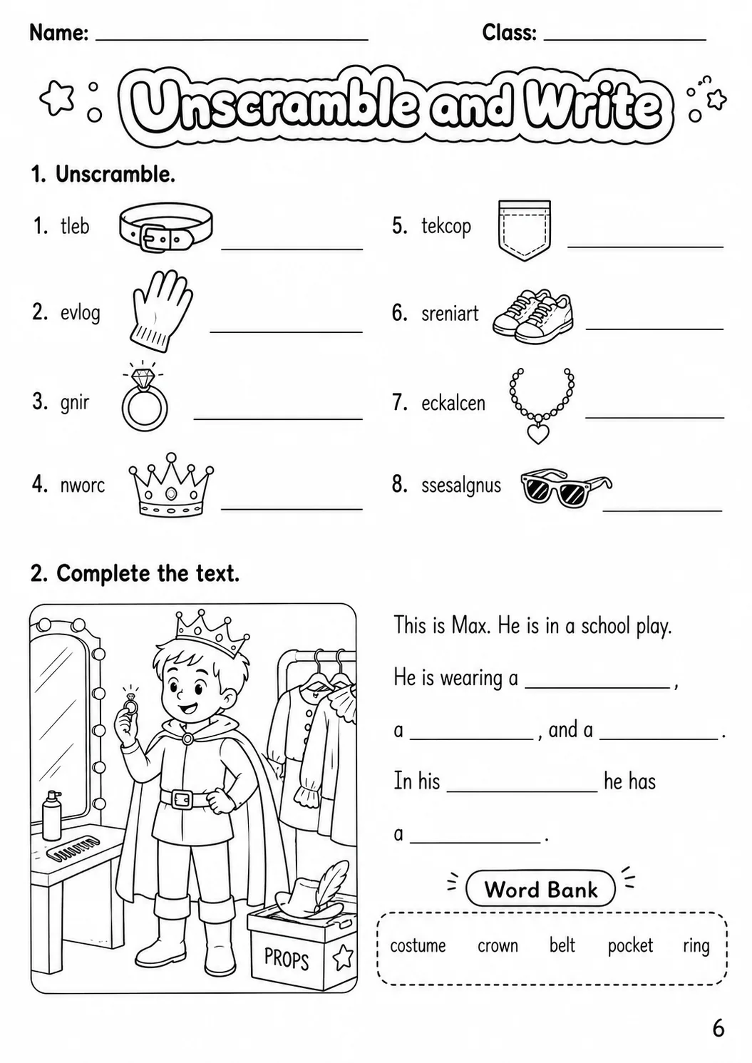 Clothes Flyers Vocabulary Worksheet Pack page 8 printable worksheet preview