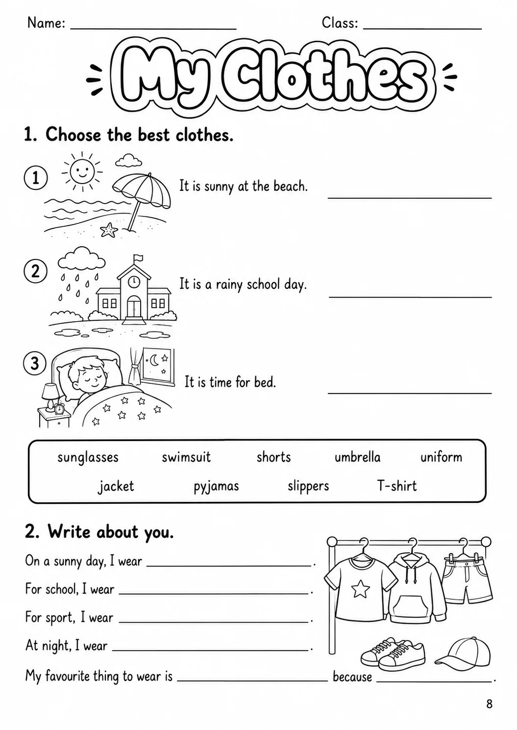 Clothes Flyers Vocabulary Worksheet Pack page 10 printable worksheet preview