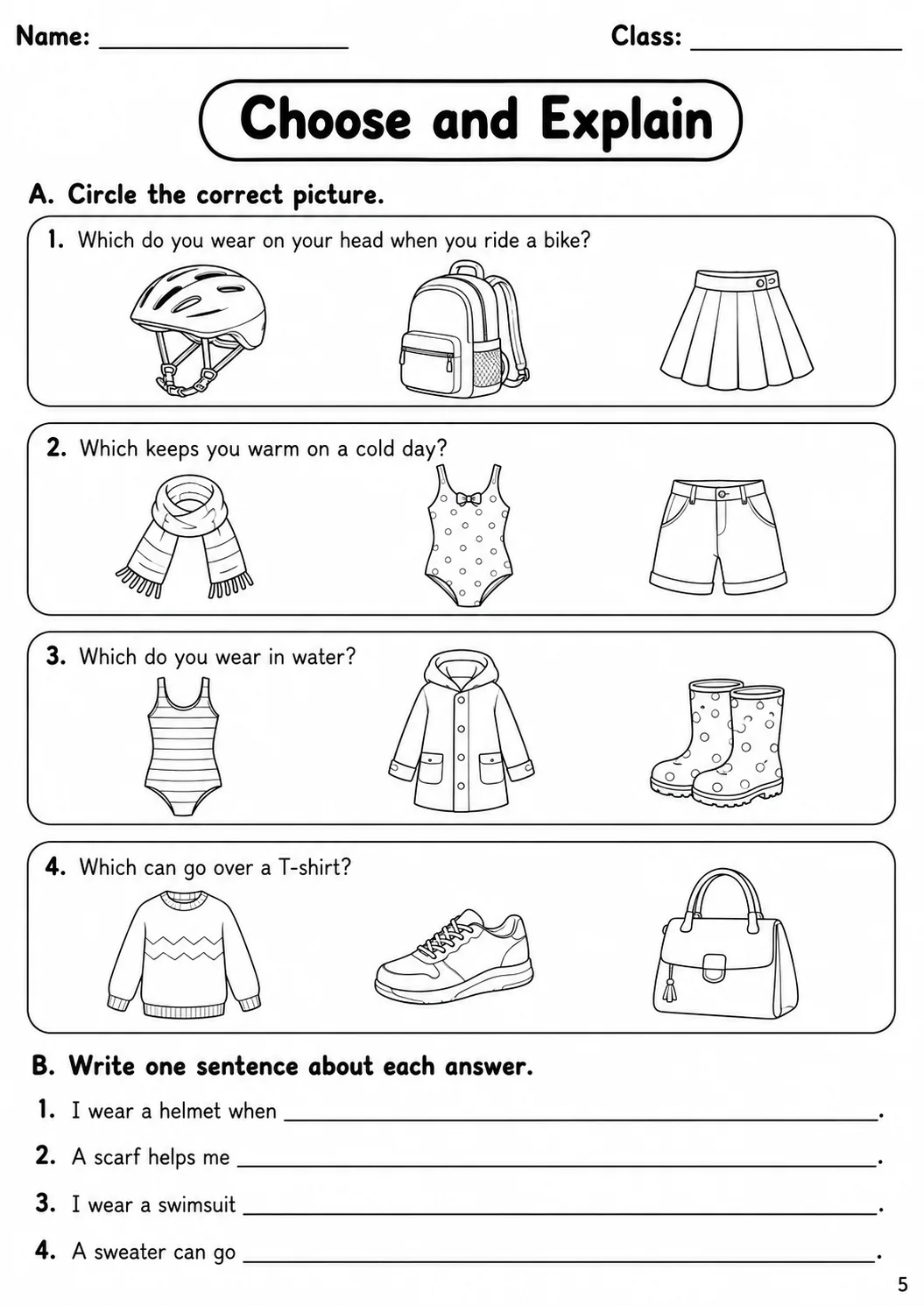 Clothes Movers Vocabulary Worksheet Pack page 3 printable worksheet preview