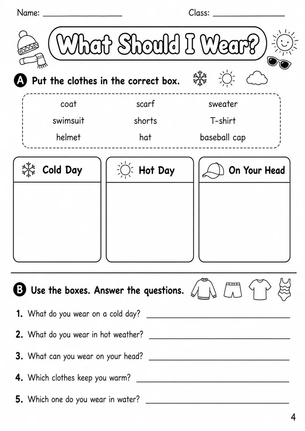 Clothes Movers Vocabulary Worksheet Pack page 6 printable worksheet preview