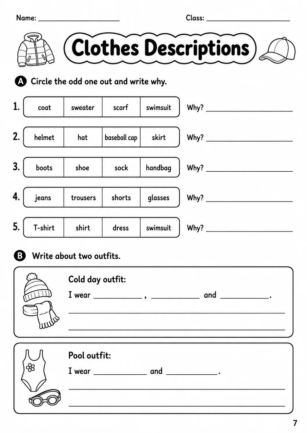 Clothes Movers Vocabulary Worksheet Pack page 7 printable worksheet preview