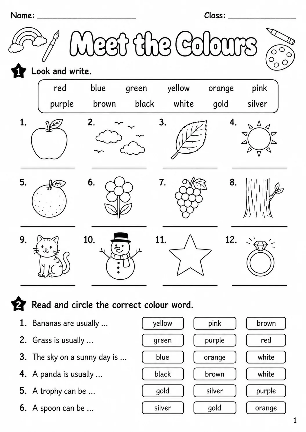 Colours Flyers Vocabulary Worksheet Pack page 3 printable worksheet preview