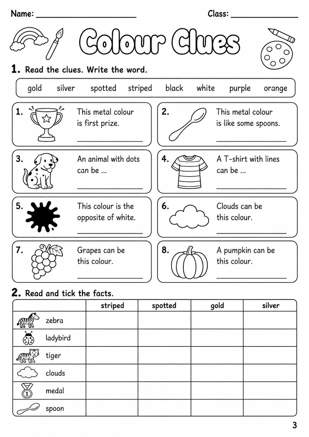 Colours Flyers Vocabulary Worksheet Pack page 5 printable worksheet preview
