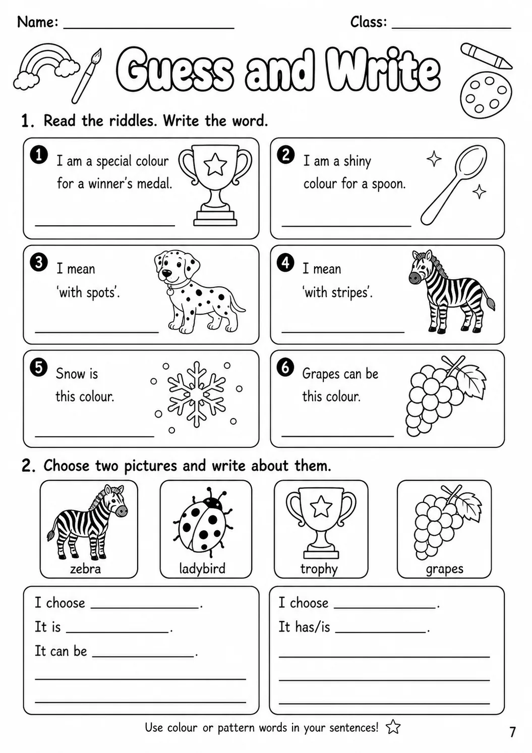 Colours Flyers Vocabulary Worksheet Pack page 9 printable worksheet preview