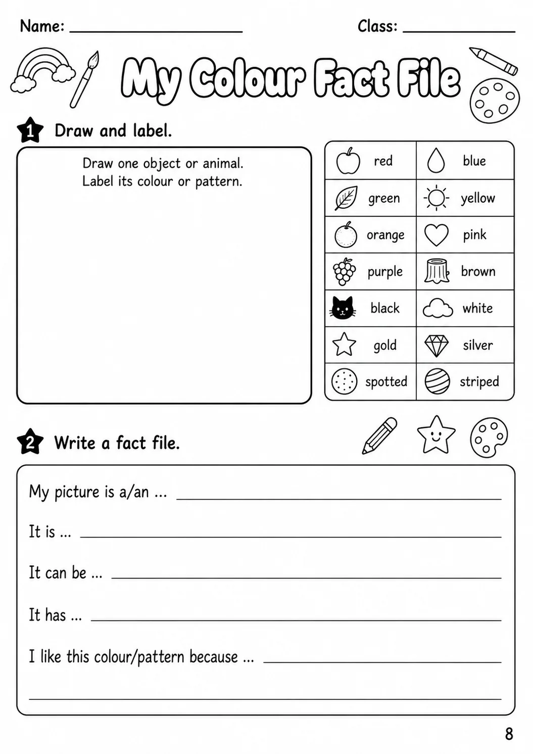 Colours Flyers Vocabulary Worksheet Pack page 10 printable worksheet preview