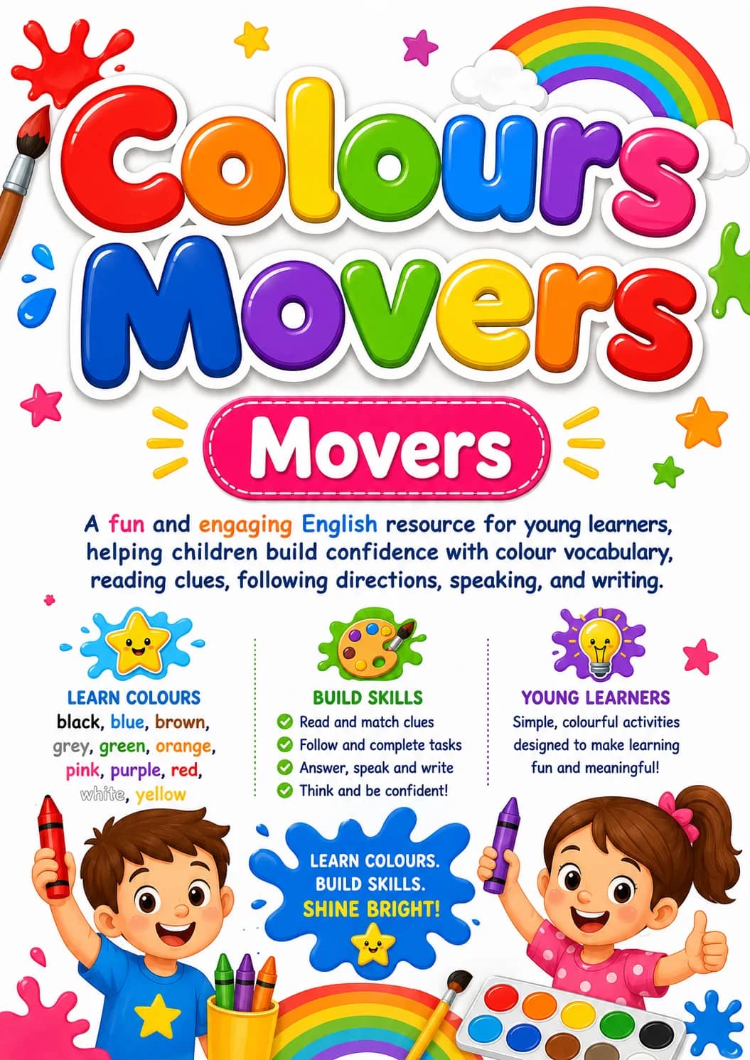Colours Movers Vocabulary Worksheet Pack printable Movers English worksheet pack preview from KiwiBee