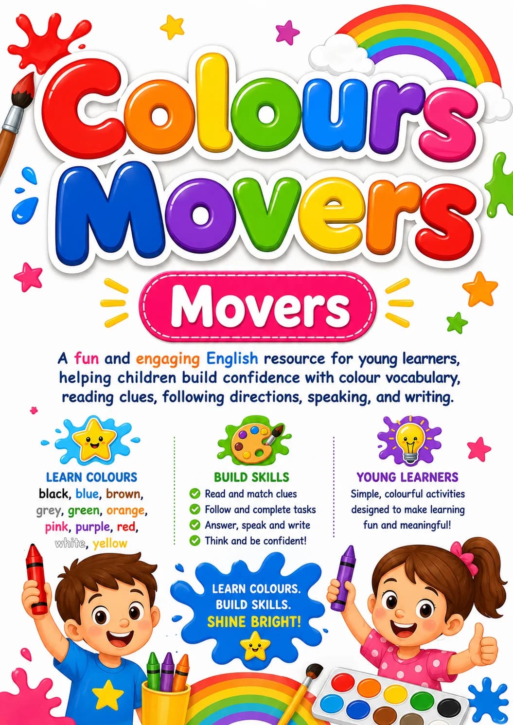 Colours Movers Vocabulary Worksheet Pack printable Movers English worksheet pack preview from KiwiBee
