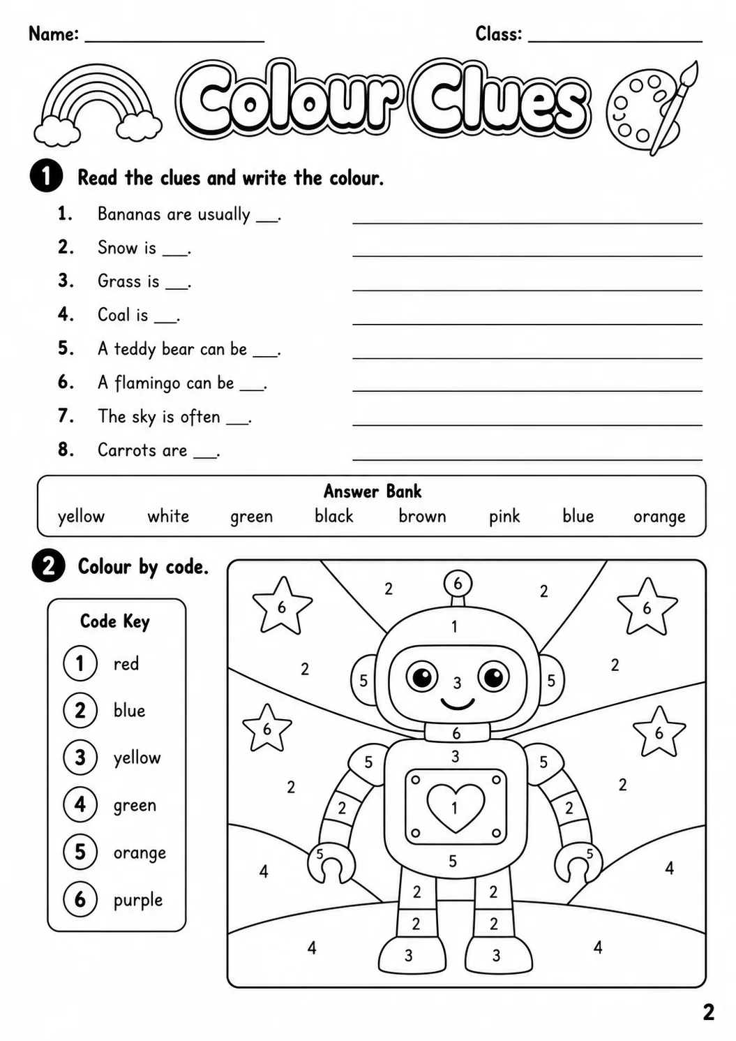 Colours Movers Vocabulary Worksheet Pack page 4 printable worksheet preview