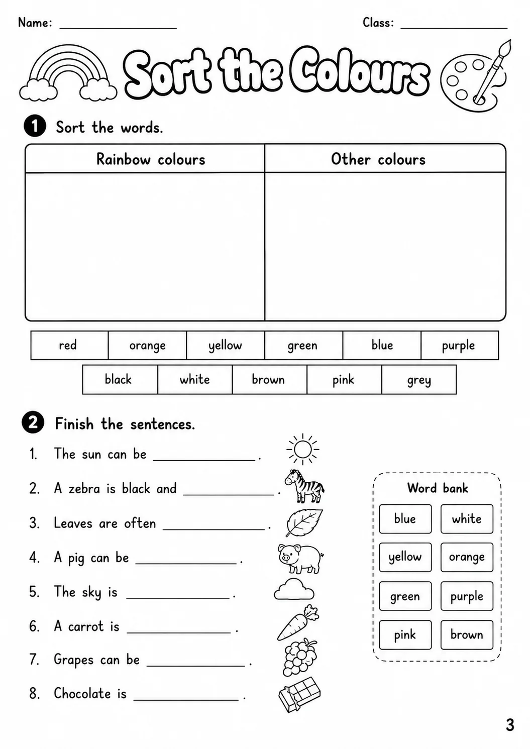 Colours Movers Vocabulary Worksheet Pack page 5 printable worksheet preview