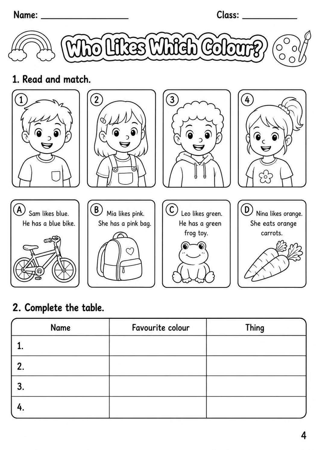 Colours Movers Vocabulary Worksheet Pack page 6 printable worksheet preview