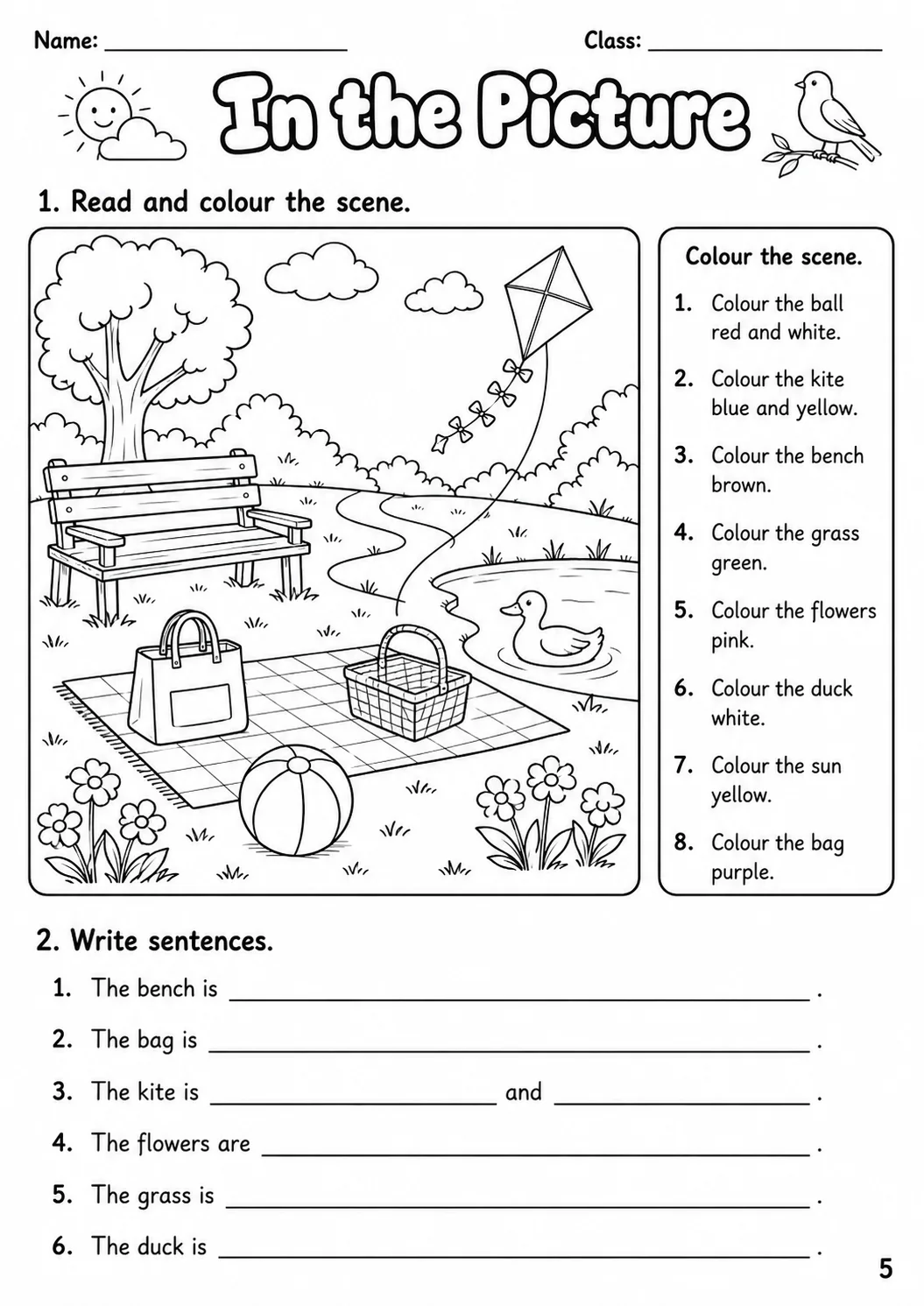 Colours Movers Vocabulary Worksheet Pack page 7 printable worksheet preview