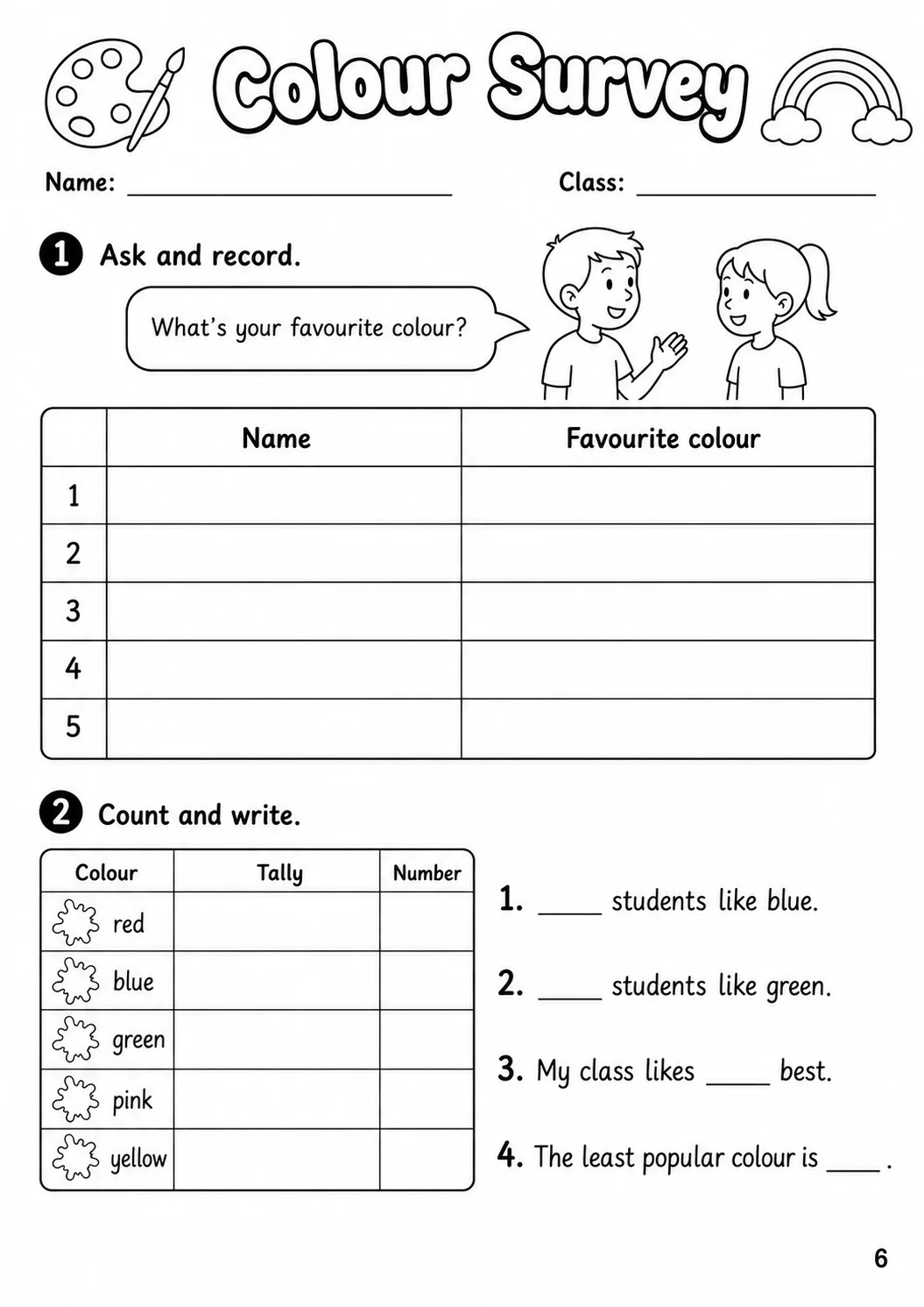 Colours Movers Vocabulary Worksheet Pack page 8 printable worksheet preview