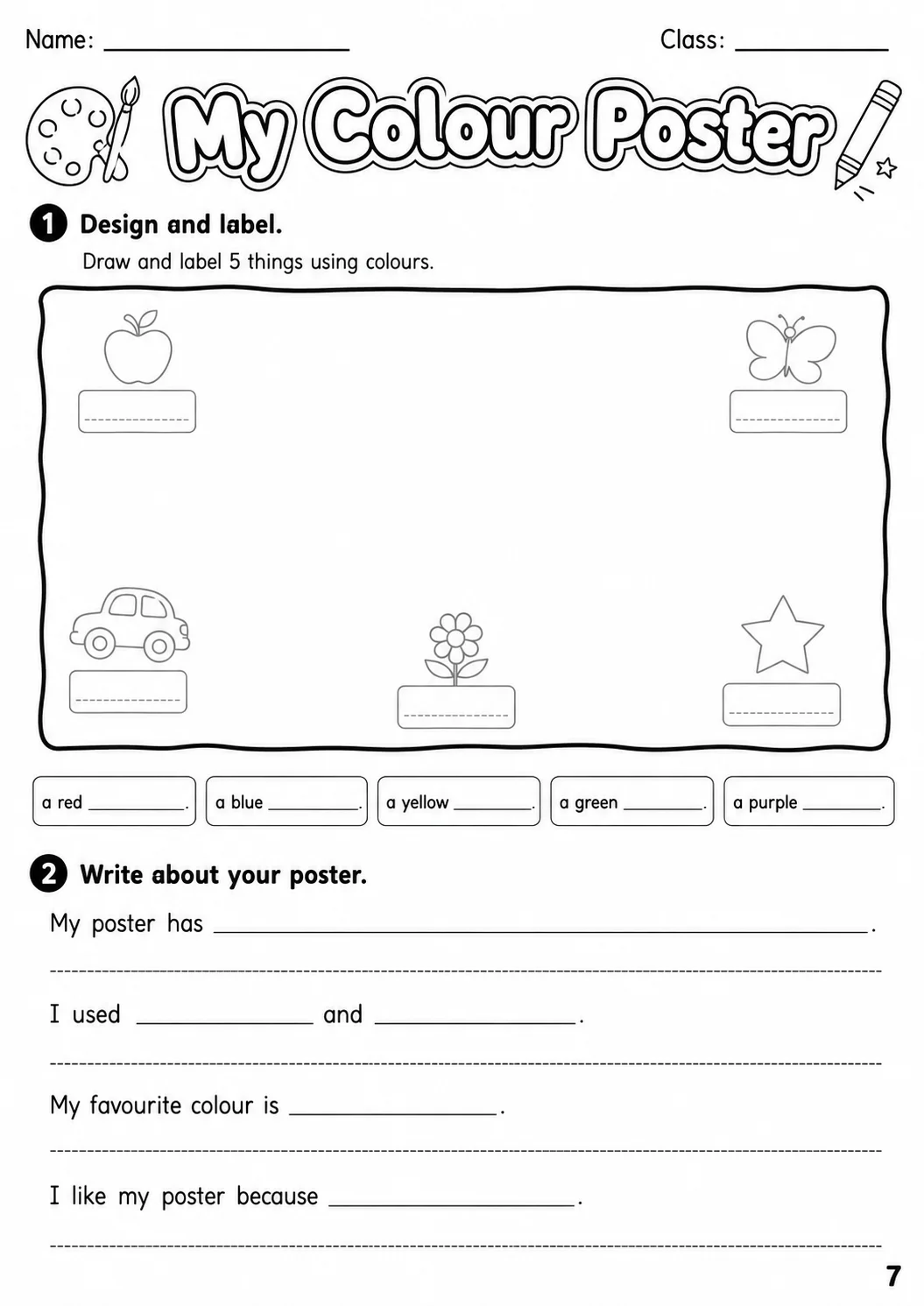 Colours Movers Vocabulary Worksheet Pack page 9 printable worksheet preview