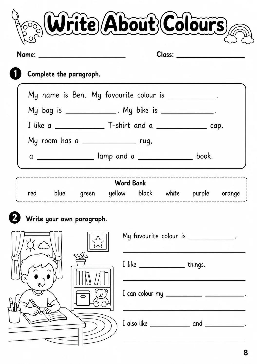Colours Movers Vocabulary Worksheet Pack page 10 printable worksheet preview
