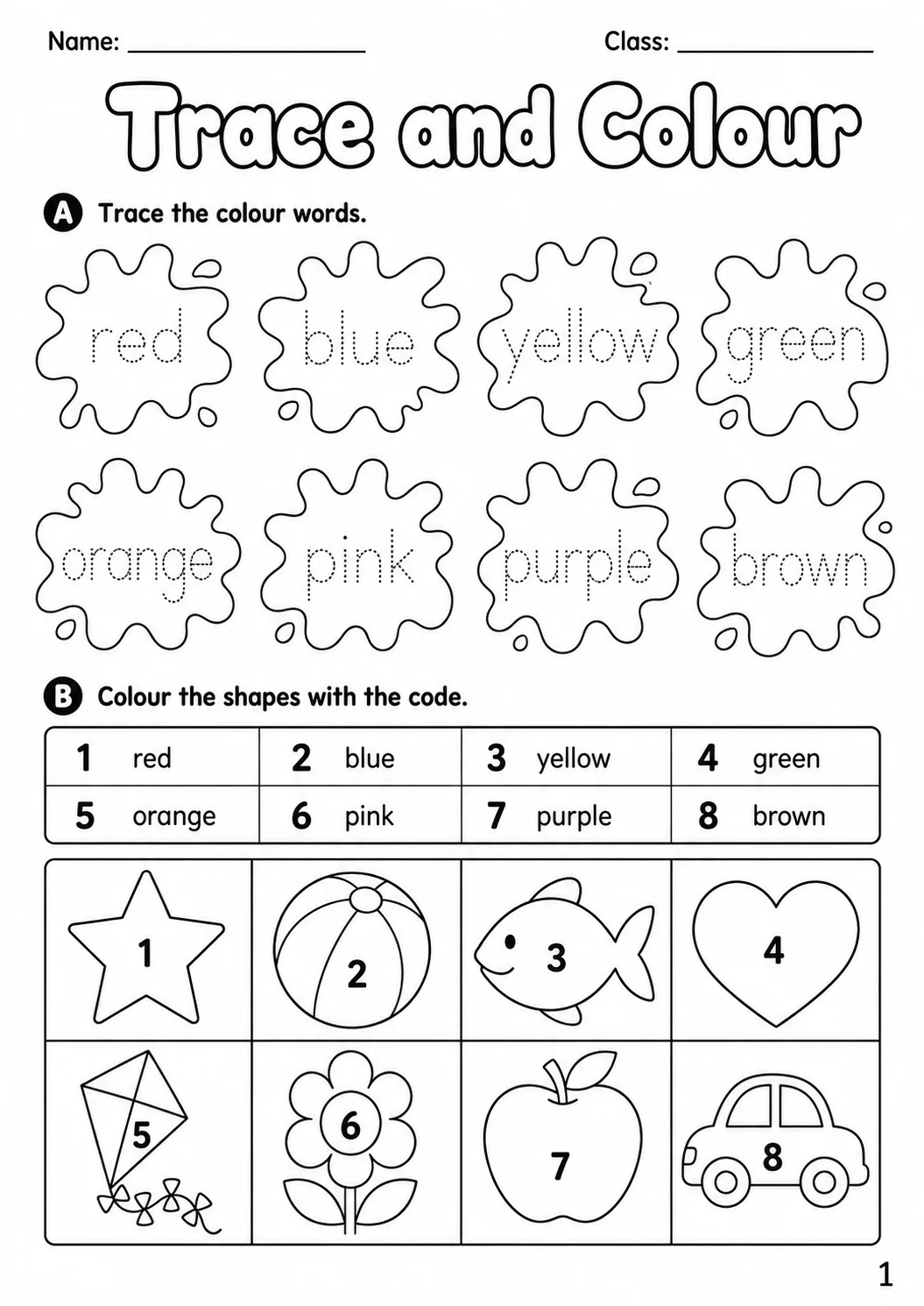 Colours Starters Vocabulary Worksheet Pack page 3 printable worksheet preview