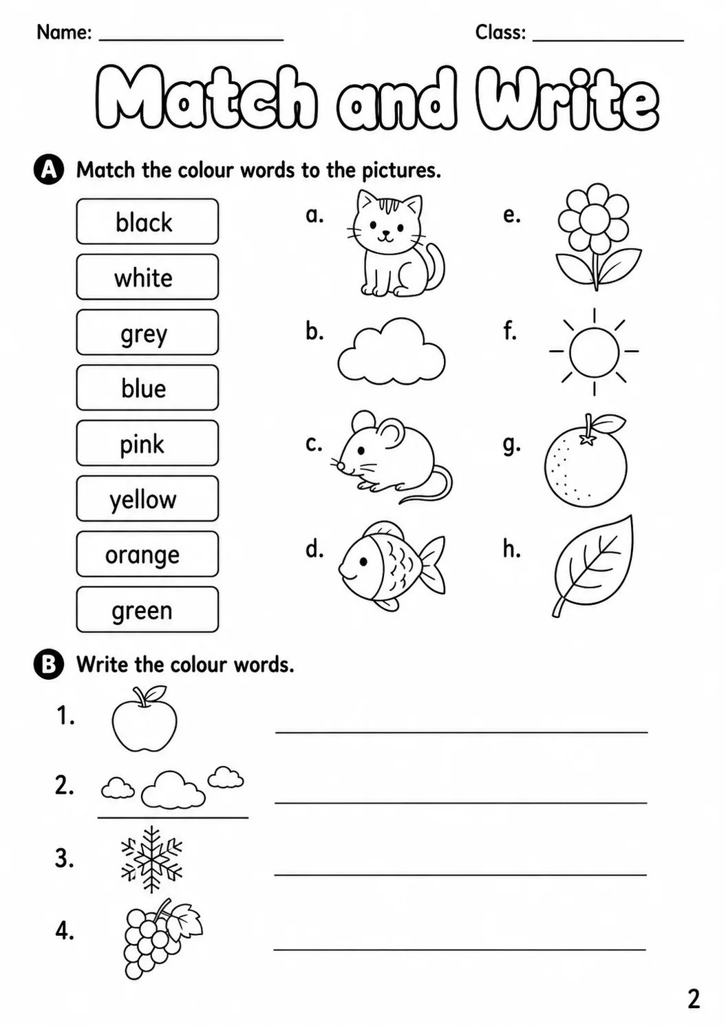Colours Starters Vocabulary Worksheet Pack page 4 printable worksheet preview