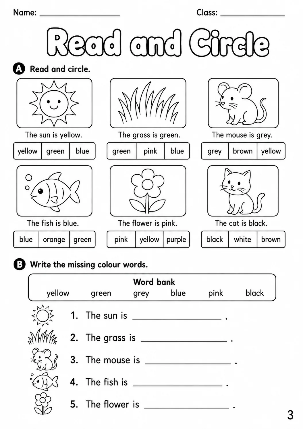 Colours Starters Vocabulary Worksheet Pack page 5 printable worksheet preview