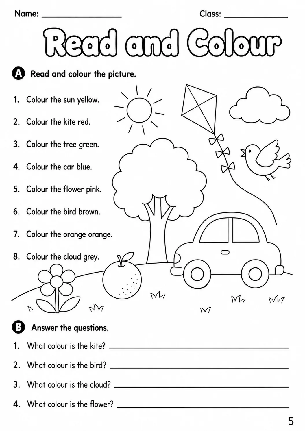 Colours Starters Vocabulary Worksheet Pack page 7 printable worksheet preview