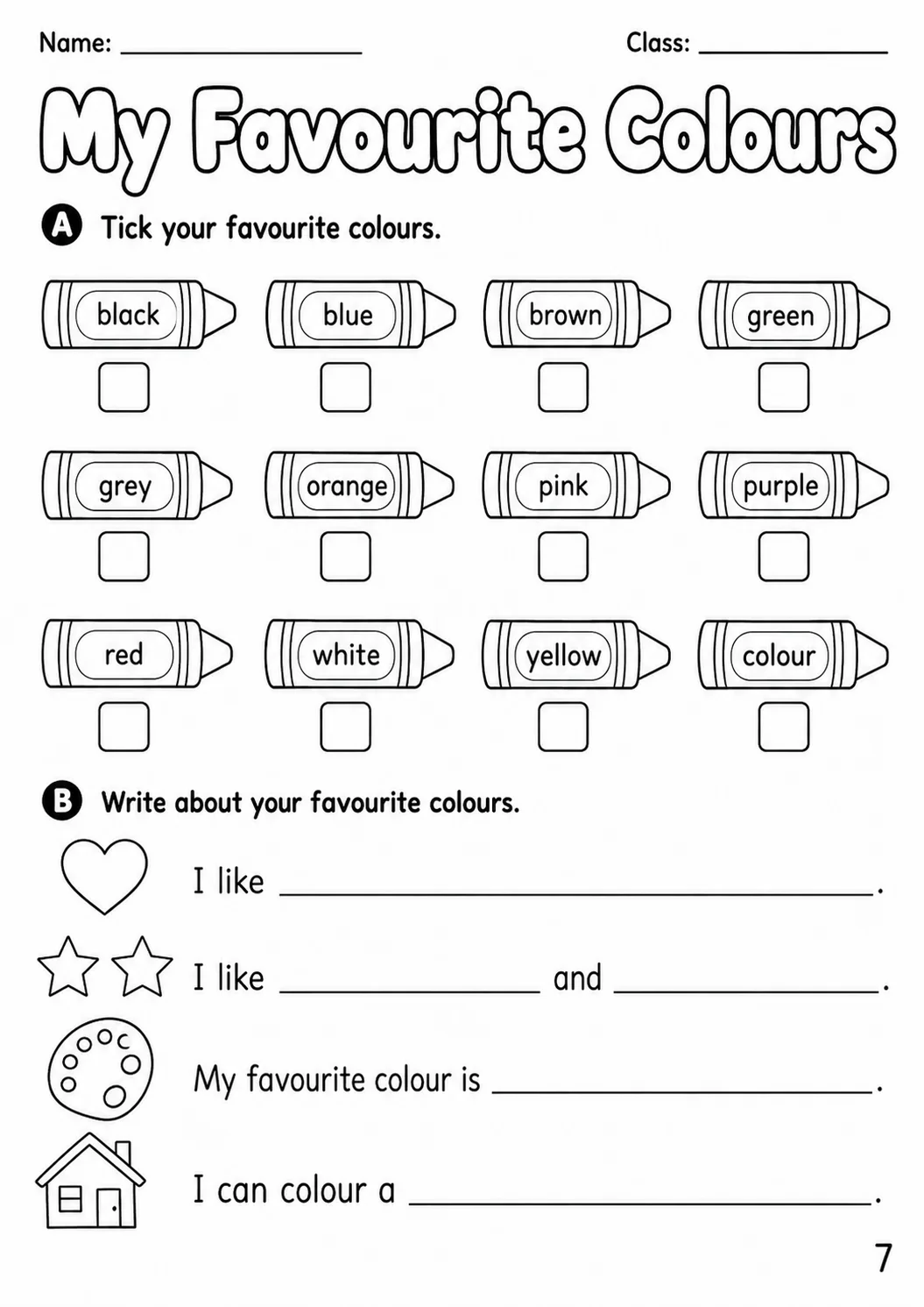 Colours Starters Vocabulary Worksheet Pack page 9 printable worksheet preview
