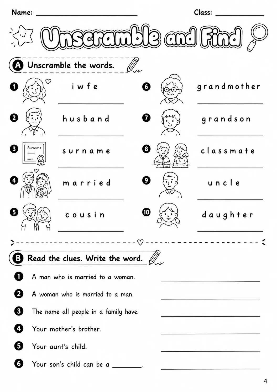 Family and Friends Flyers Vocabulary Worksheet Pack page 6 printable worksheet preview