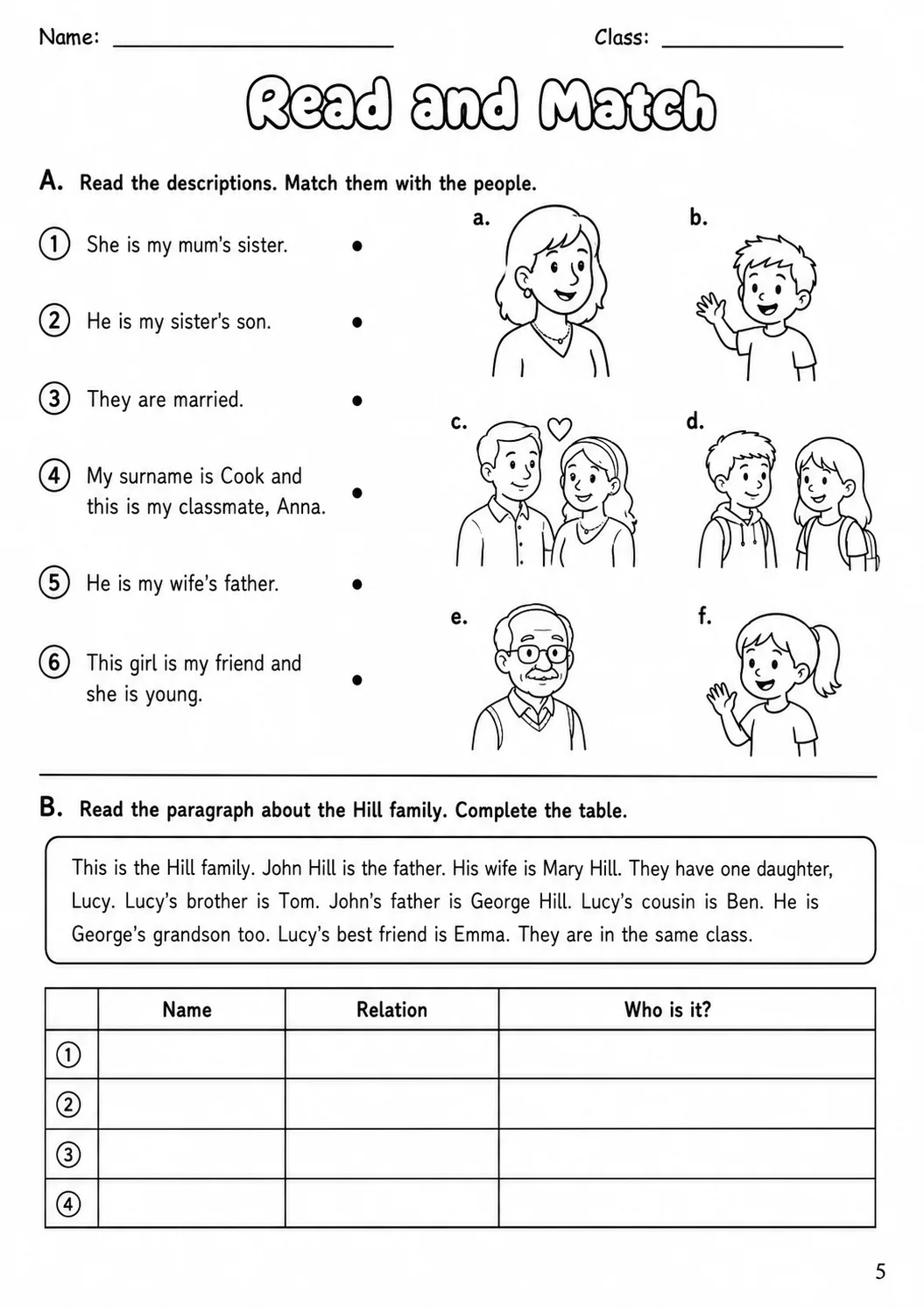Family and Friends Flyers Vocabulary Worksheet Pack page 7 printable worksheet preview