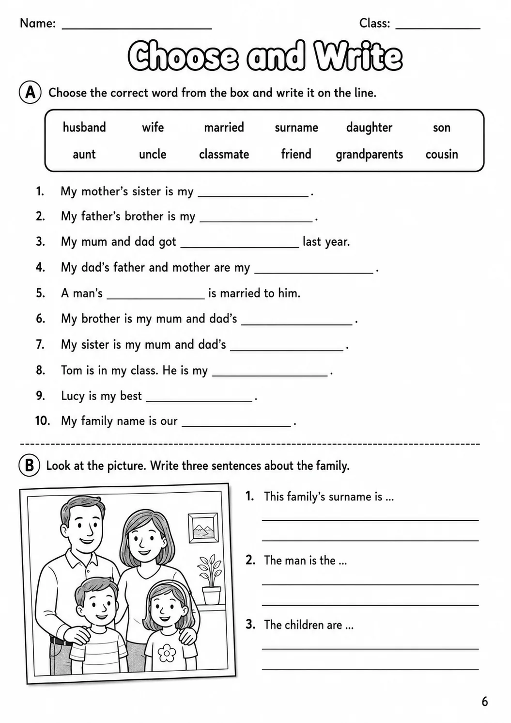 Family and Friends Flyers Vocabulary Worksheet Pack page 8 printable worksheet preview