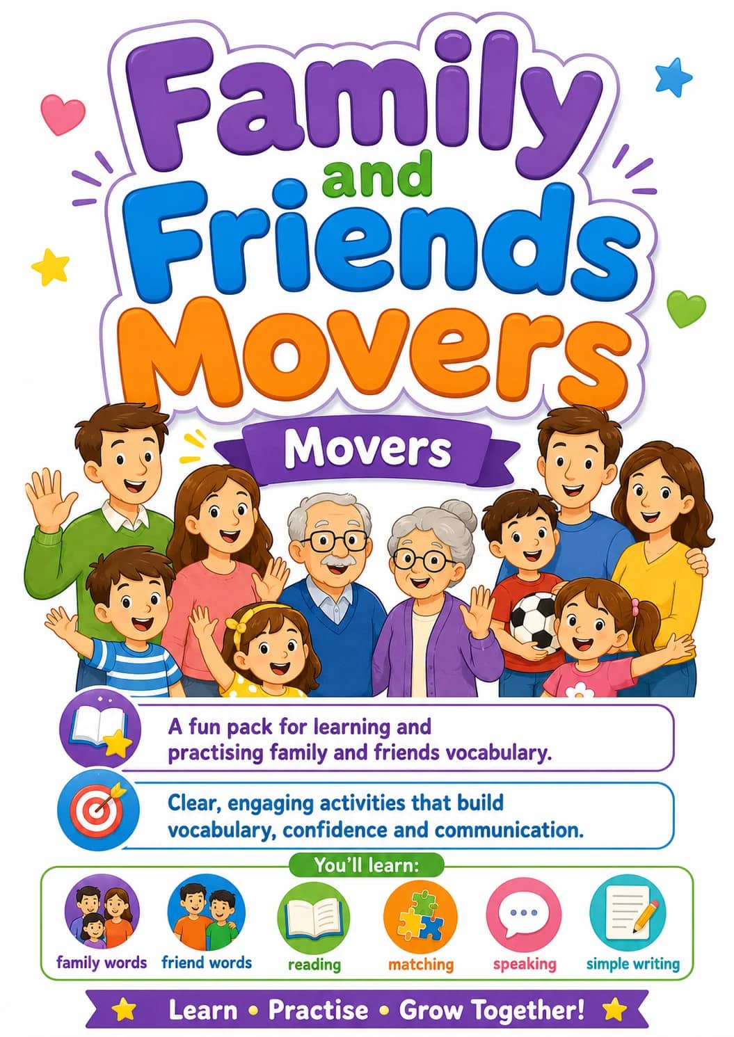 Family and Friends Movers Vocabulary Worksheet Pack printable Movers English worksheet pack preview from KiwiBee