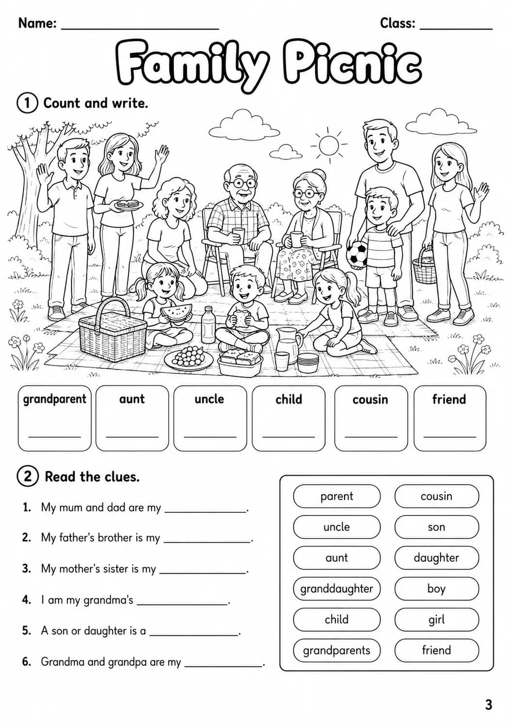 Family and Friends Movers Vocabulary Worksheet Pack page 5 printable worksheet preview