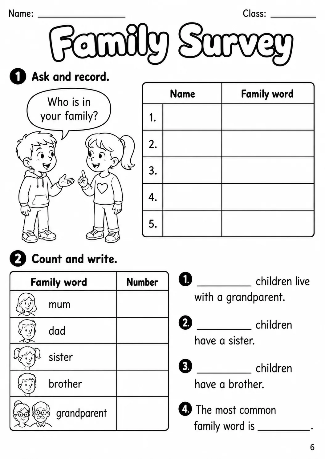 Family and Friends Movers Vocabulary Worksheet Pack page 8 printable worksheet preview