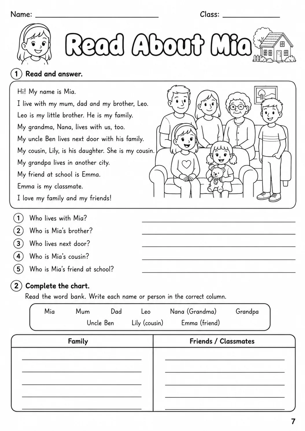 Family and Friends Movers Vocabulary Worksheet Pack page 9 printable worksheet preview