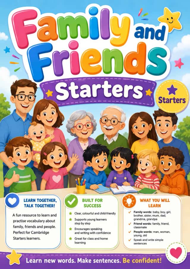 Family and Friends Starters Vocabulary Worksheet Pack