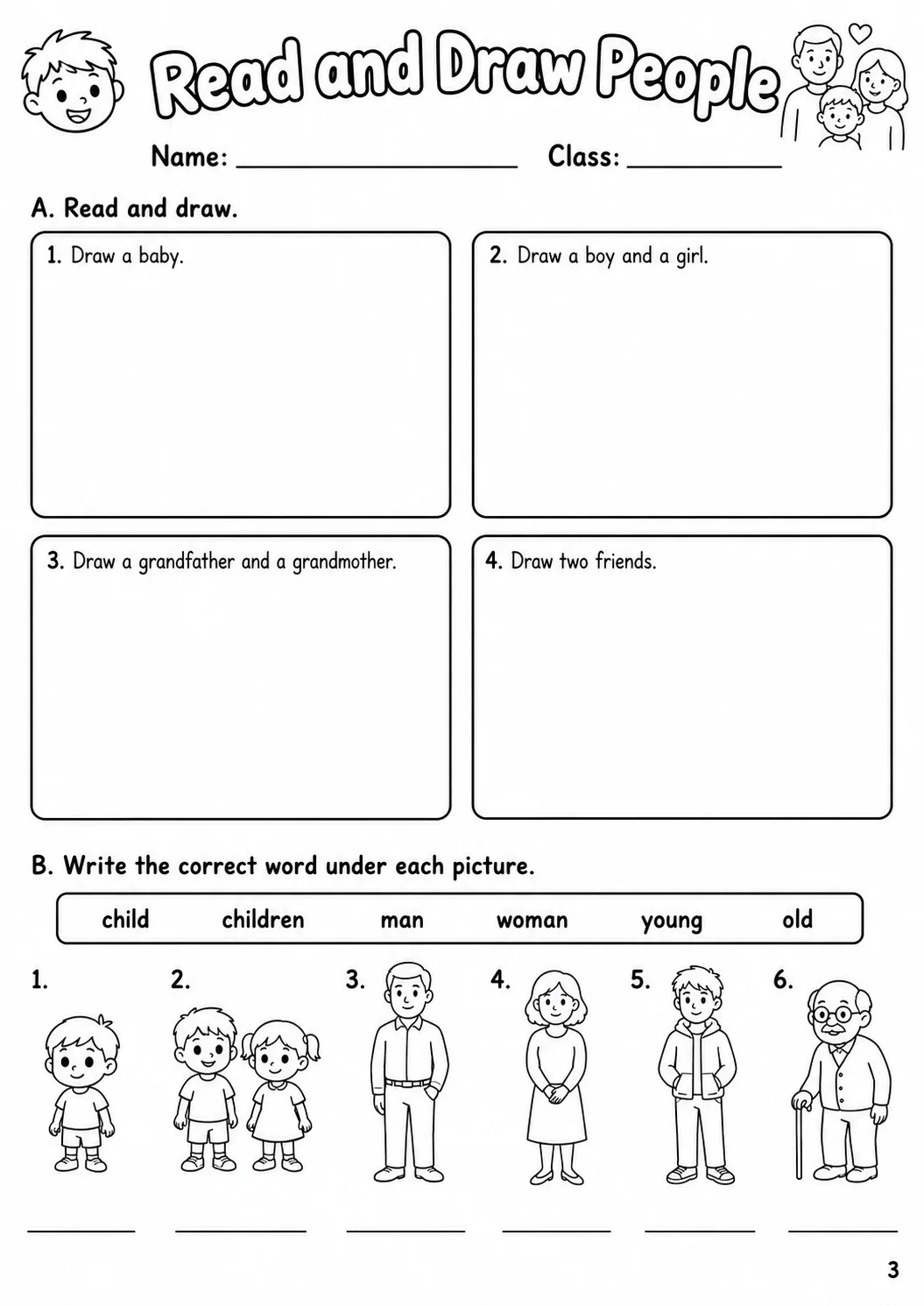 Family and Friends Starters Vocabulary Worksheet Pack page 7 printable worksheet preview