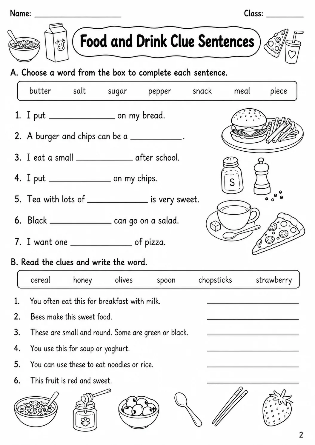 Food and Drink Flyers Vocabulary Worksheet Pack page 4 printable worksheet preview