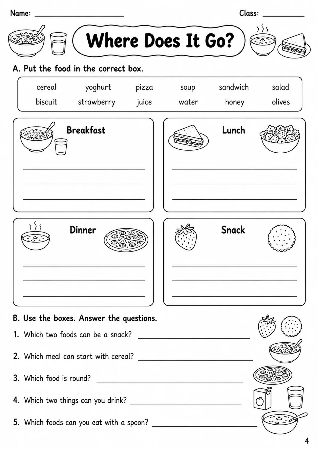 Food and Drink Flyers Vocabulary Worksheet Pack page 6 printable worksheet preview