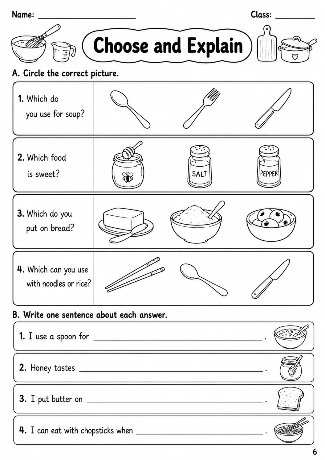Food and Drink Flyers Vocabulary Worksheet Pack page 8 printable worksheet preview