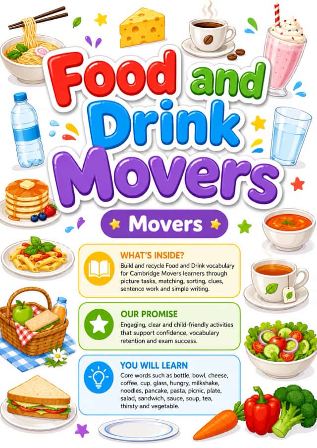Food and Drink Movers Vocabulary Worksheet Pack