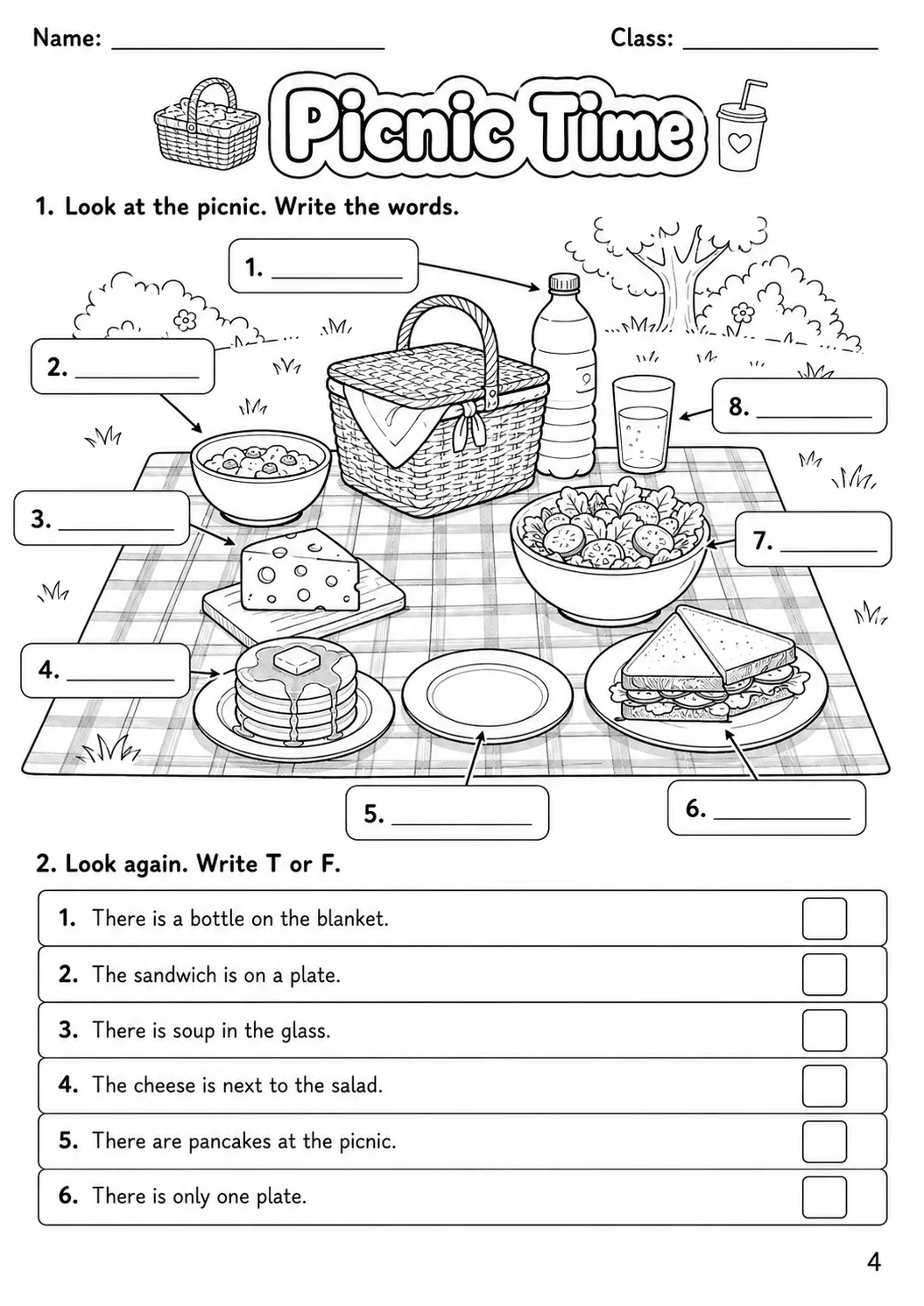 Food and Drink Movers Vocabulary Worksheet Pack page 6 printable worksheet preview