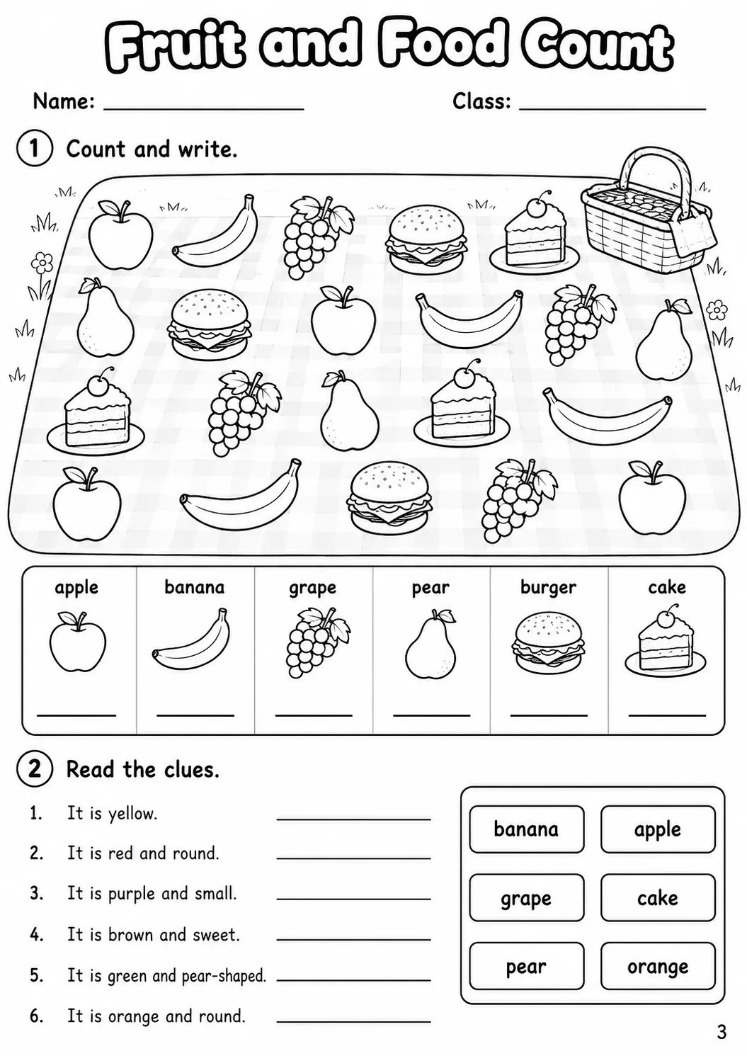 Food and Drink Starters Vocabulary Worksheet Pack page 5 printable worksheet preview