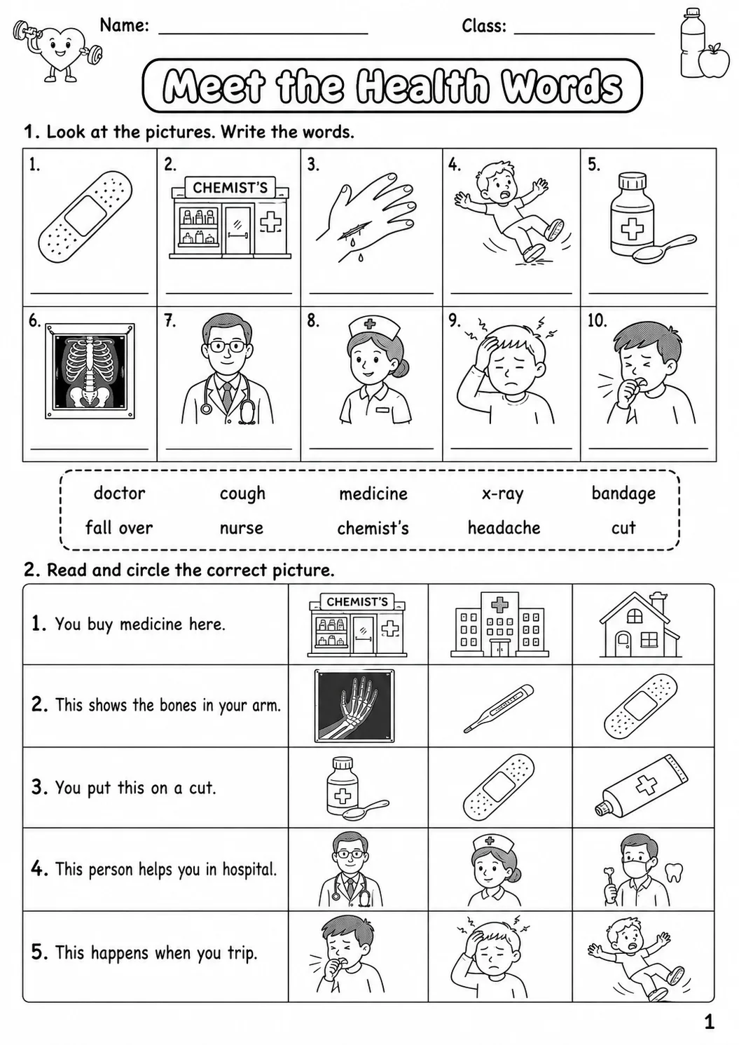 Health Flyers Vocabulary Worksheet Pack page 3 printable worksheet preview