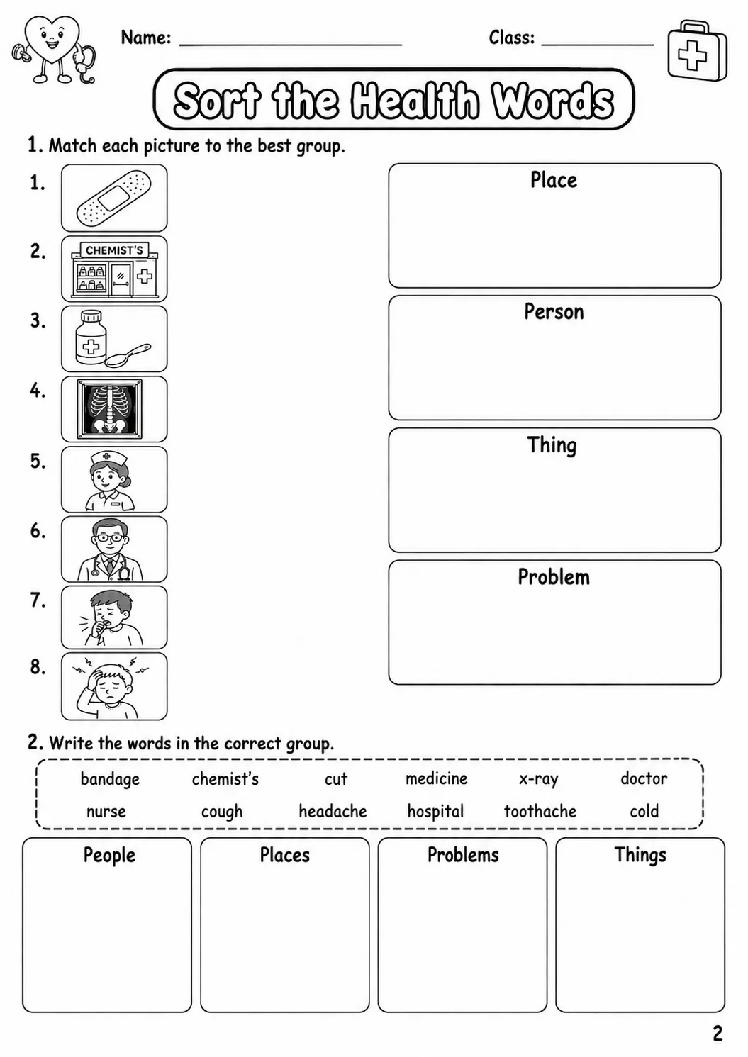 Health Flyers Vocabulary Worksheet Pack page 4 printable worksheet preview