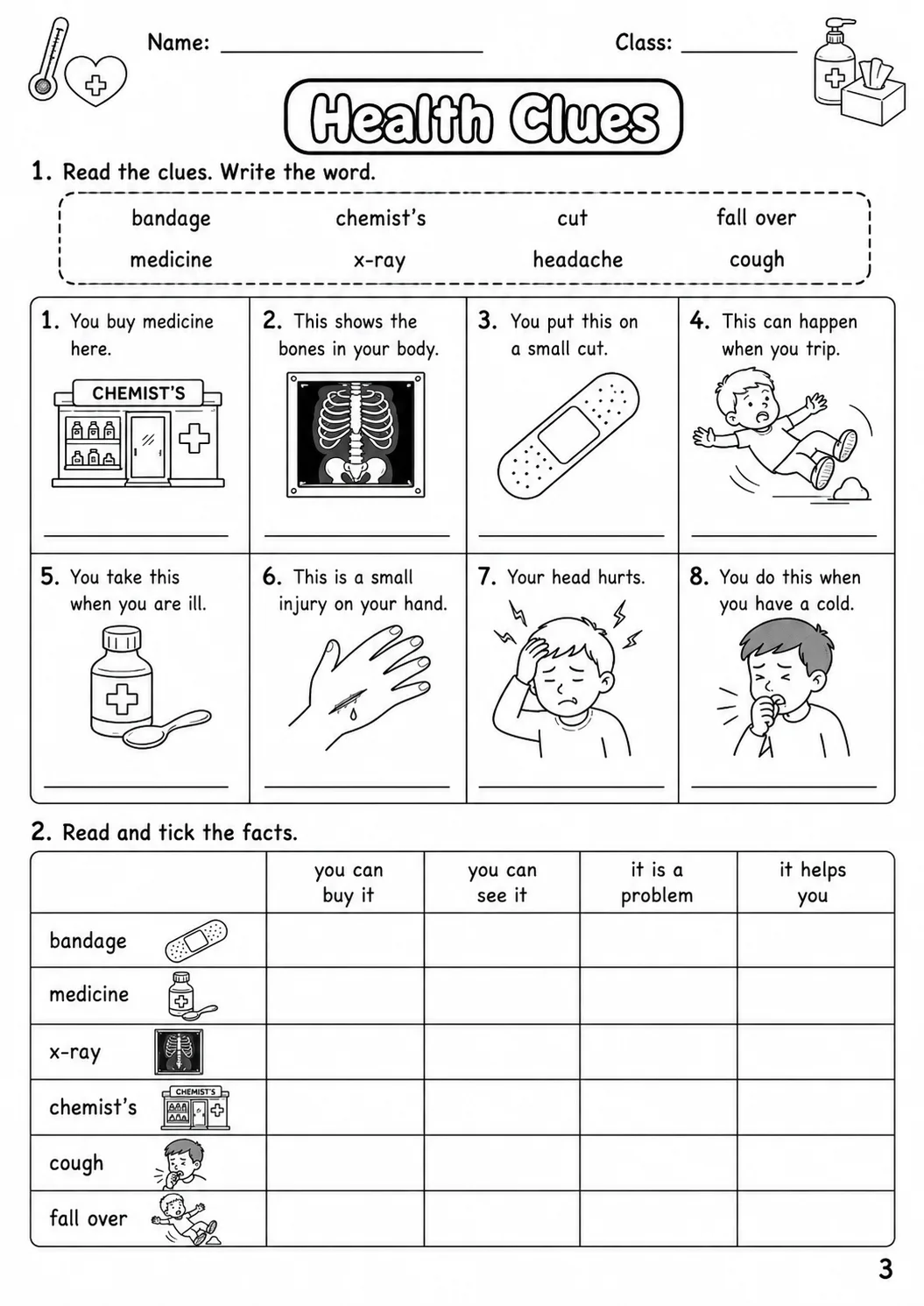 Health Flyers Vocabulary Worksheet Pack page 7 printable worksheet preview