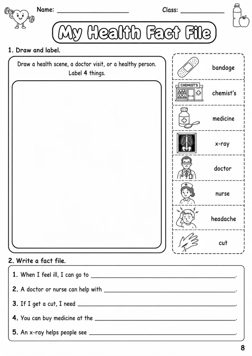 Health Flyers Vocabulary Worksheet Pack page 10 printable worksheet preview