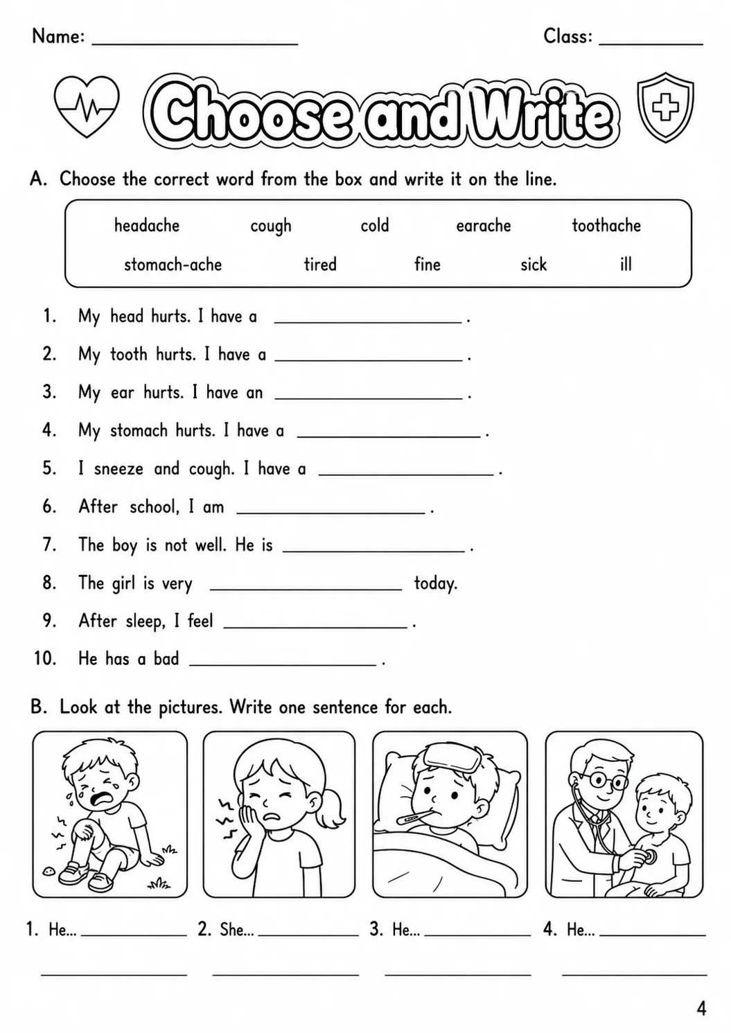 Health Movers Vocabulary Worksheet Pack page 6 printable worksheet preview