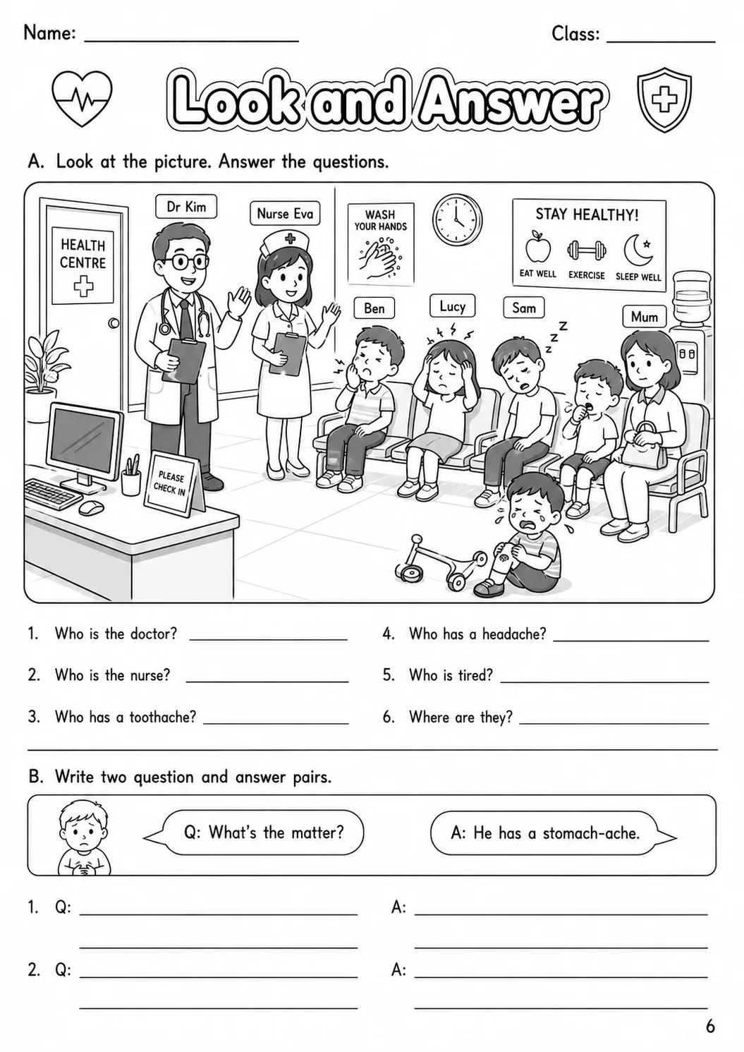 Health Movers Vocabulary Worksheet Pack page 7 printable worksheet preview