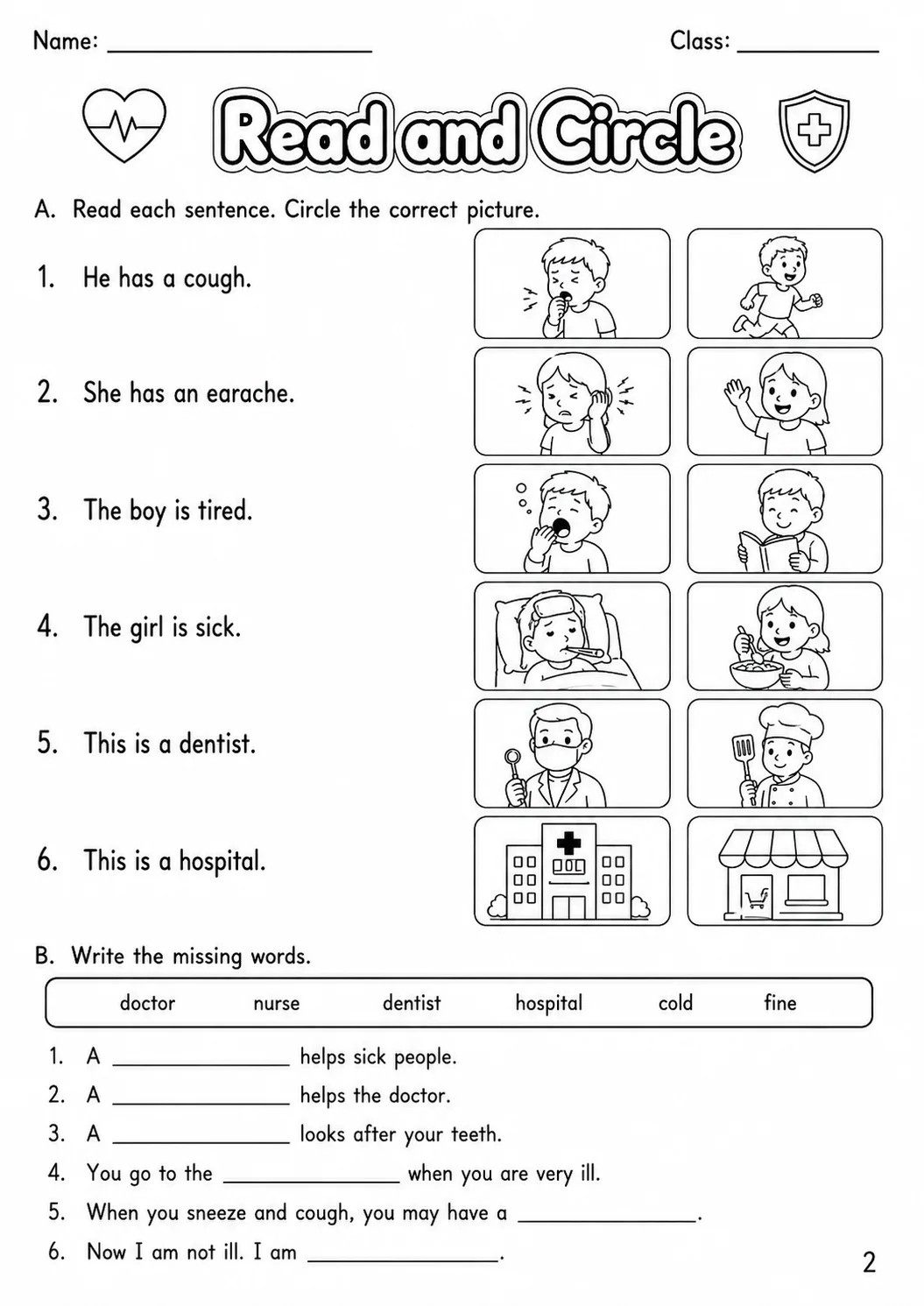 Health Movers Vocabulary Worksheet Pack page 10 printable worksheet preview